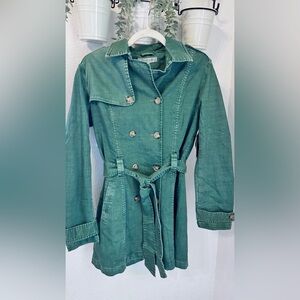 NWT BILLY T Denim Double-Breasted Women's Jacket Green S/M